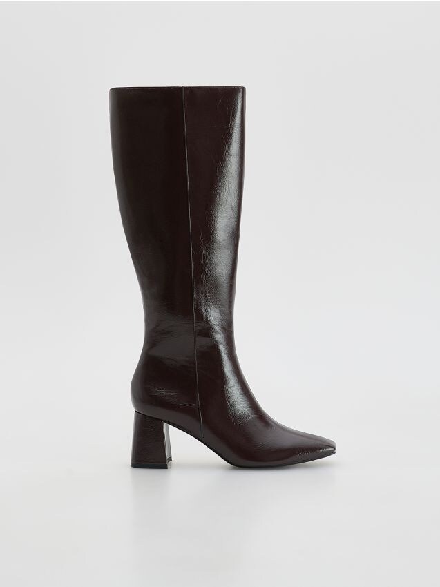 Reserved - Kozaki na obcasie - ciemnobrązowy