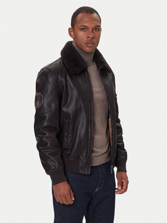 Milestone Kurtka skórzana Tom 531041 21070 Brązowy Regular Fit