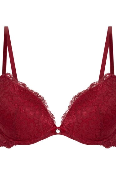 Hunkemöller Wyściełany biustonosz push-up z fiszbinami Marine Czerwony