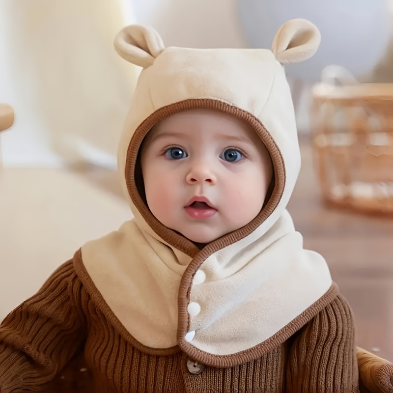 TEMU 1 szt. Czapka z Daszkiem dla Dzieci, Jesienno-Zimowa Szalikowa Beanie z Klapkami na Uszy dla Chłopców i Dziewczynek, Idealna na Codzienne