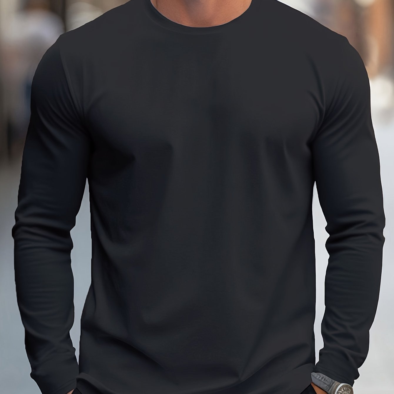 TEMU Męska Szybkoschnąca Sportowa Koszulka z Długim Rękawem - Tkanina Ice Silky Fiber, Oddychający i Wchłaniający Wilgoć na Każdą Porę Roczną,