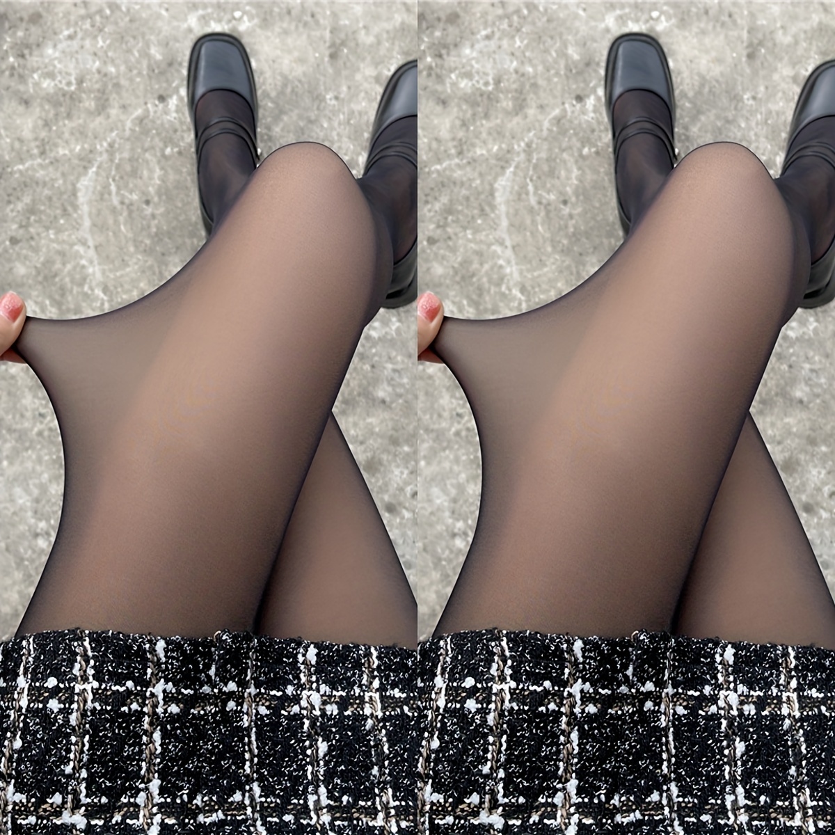 TEMU 2 pary sztucznych przezroczystych rajstop, casualowe termiczne dopasowane rajstopy na jesień i zimę, damskie pończochy i pończochy