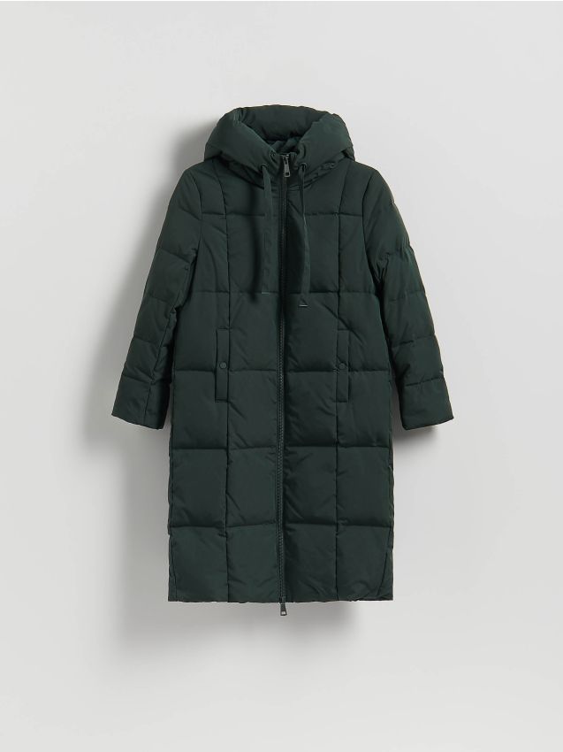 Reserved - Pikowana kurtka z puchem - morski