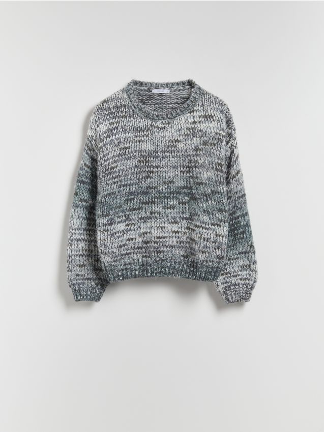 Reserved - Sweter z obniżoną linią ramion - szary