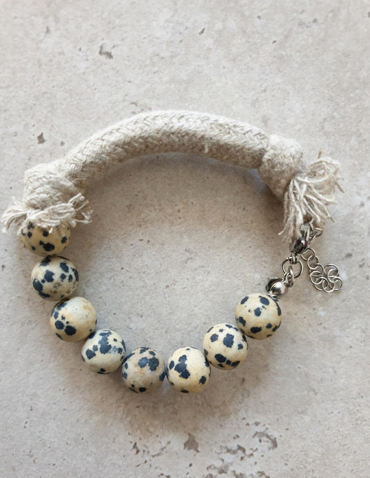 Bransoletka WĘZŁY jaspis dalmatyńczyk