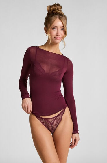 Hunkemöller super miękka top z kaszmirem z dekoltem w łódkę Fioletowy