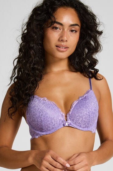 Hunkemöller Wyściełany biustonosz push-up z fiszbinami Marine Fioletowy