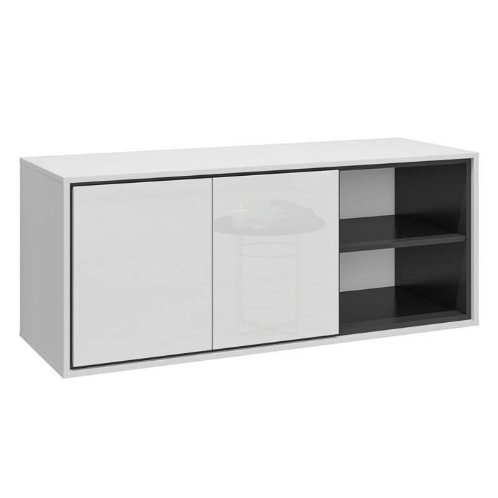 Szafka pod umywalkę z regałem 2D IRVINE Biały-czarny