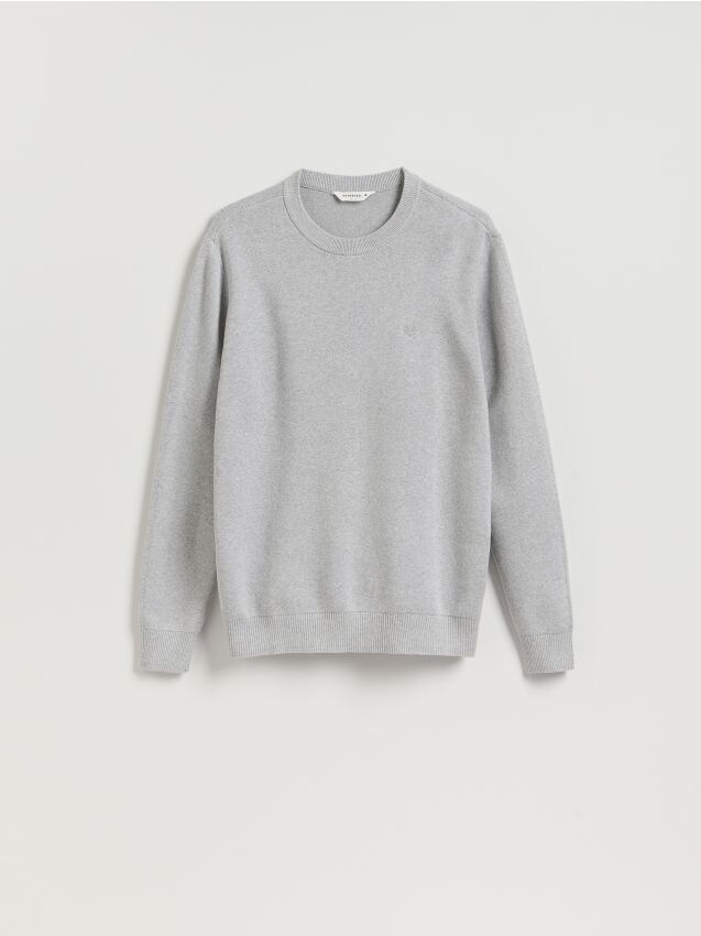 Reserved - Sweter z haftem - jasnoszary