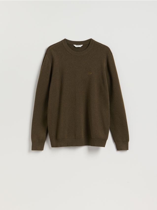 Reserved - Sweter z haftem - zielony