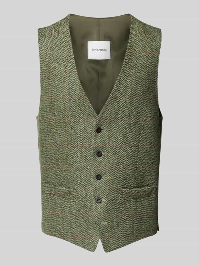 Kamizelka garniturowa z dekoltem w serek i zapięciem na guzik