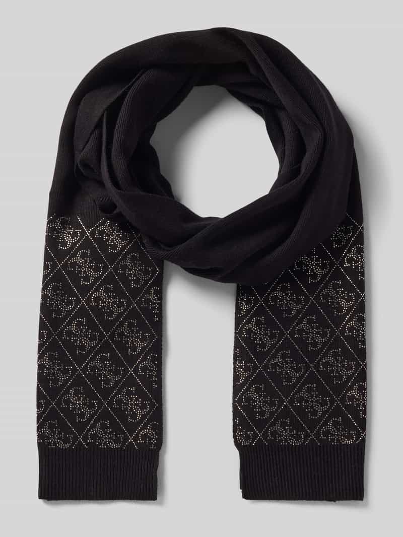 Szal z mieszanki wiskozy z obszyciem ozdobnymi kamieniami model ‘NORA’