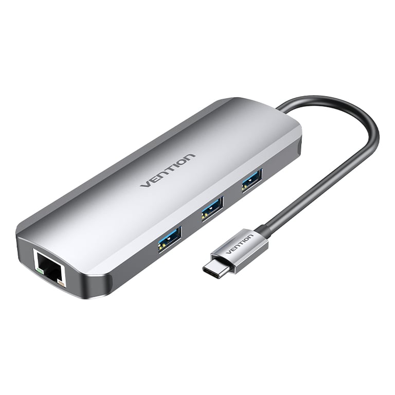 Vention TOLHB stacja dokująca Przewodowa USB 3.2 Gen 1 (3.1 Gen 1) Type-C Srebrny