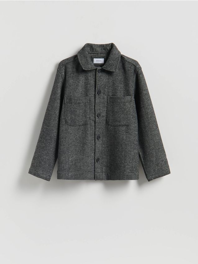 Reserved - Koszula comfort z dodatkiem wełny - ciemnoszary