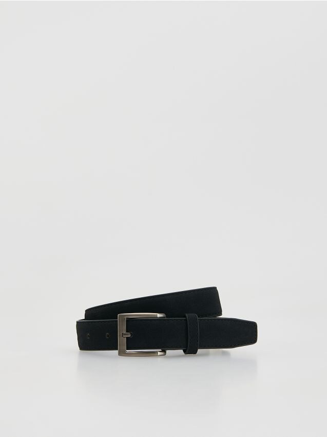 Reserved - Gładki pasek z klamrą - czarny