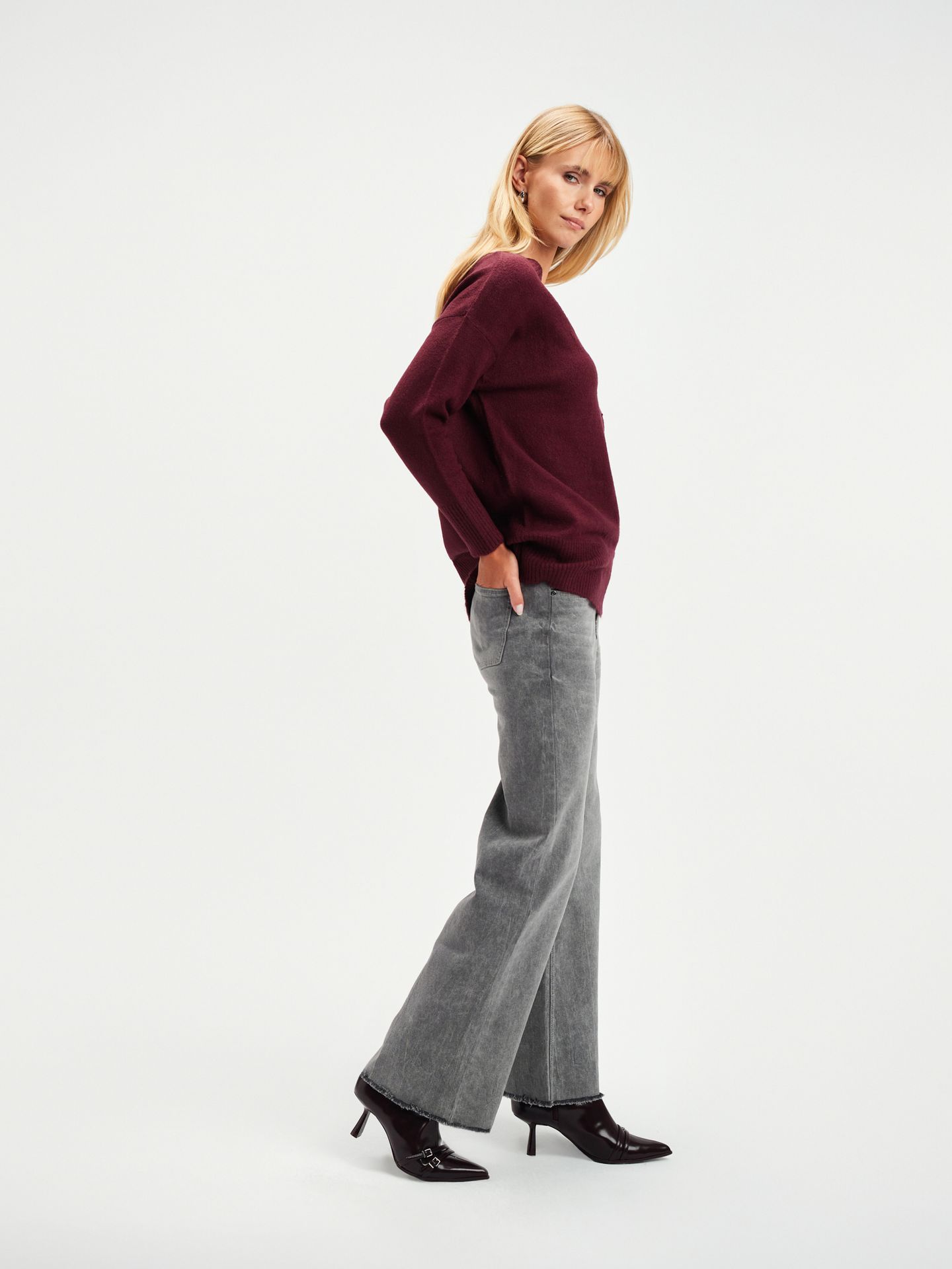 Szare jeansy wide leg