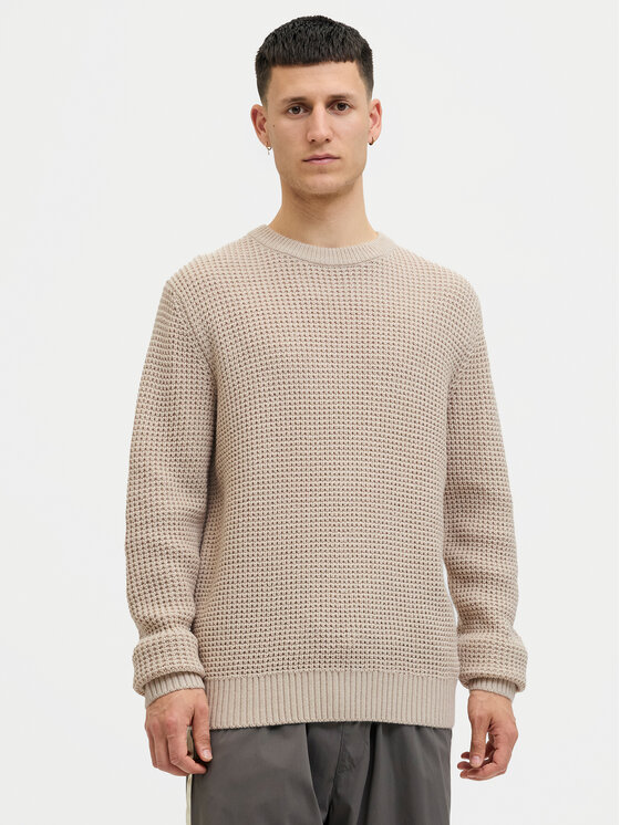 Jack & Jones Sweter Global 12287594 Beżowy Regular Fit