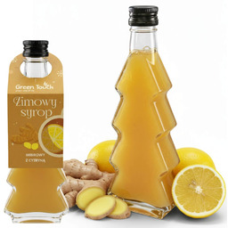 Syrop zimowy imbirowy z cytryną 250 ml naturalny butelka choinka do herbaty
