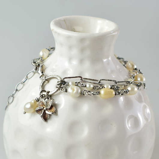 Perły w srebrze - bransoletka