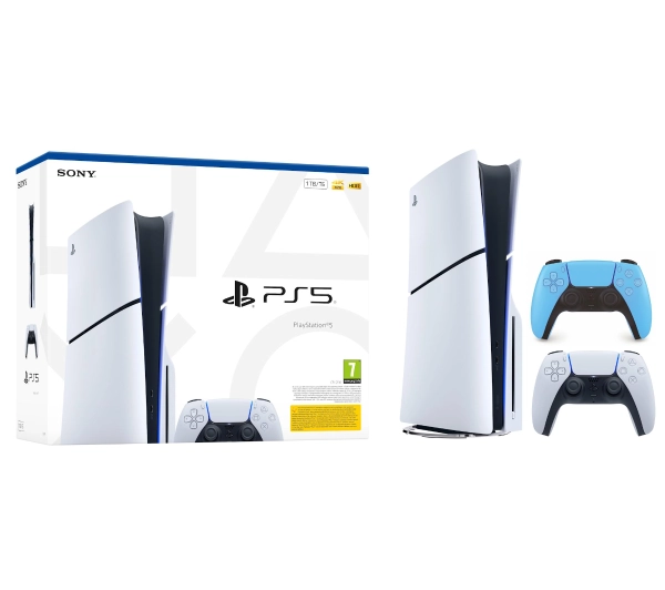 Sony PlayStation 5 Slim E Chassis PS5 1TB z napędem + Dodatkowy Pad Gwiezdny błęłkit
