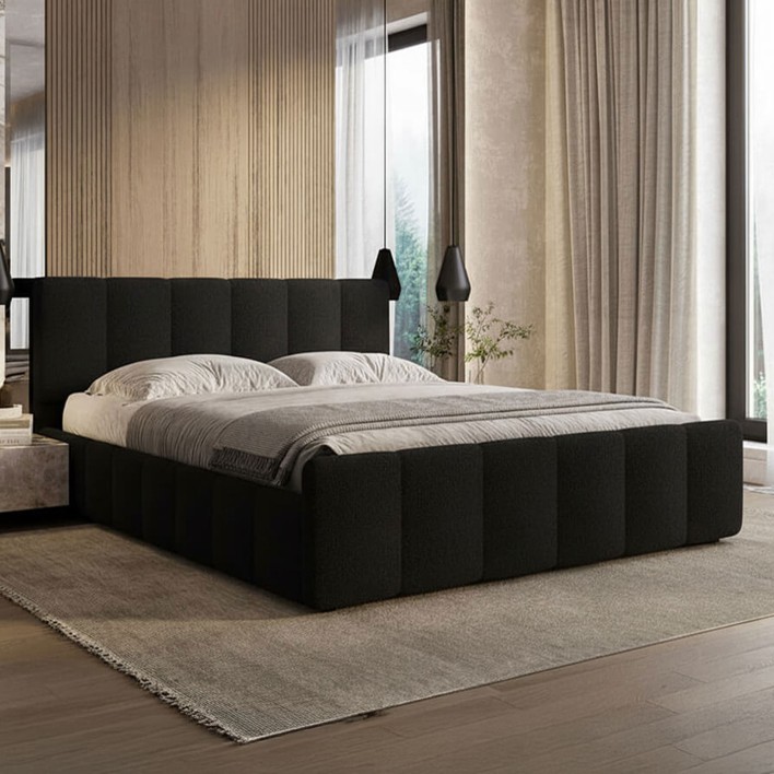 Łóżko tapicerowane z pojemnikiem SFG0166 120x200 Welur Czarny