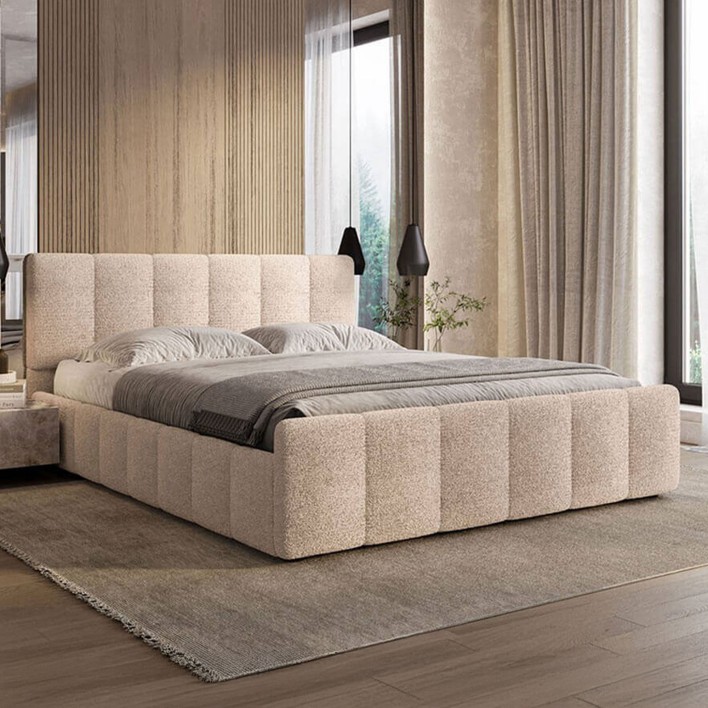 Łóżko tapicerowane z pojemnikiem SFG0166 120x200 Teddy Beż #3