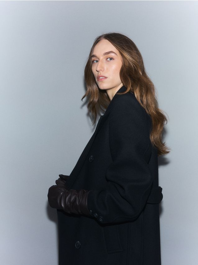 Reserved - Płaszcz z wełną Manteco - czarny