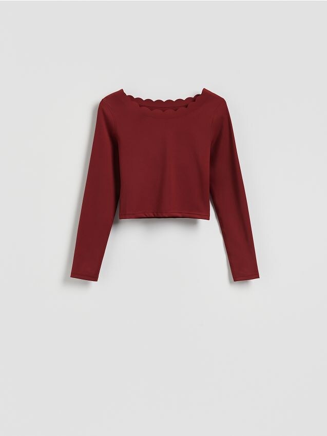 Reserved - Krótki longsleeve - burgundowy