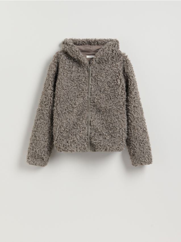 Reserved - Bluza z imitacji baranka - ciemnoszary