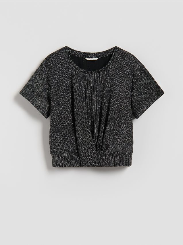 Reserved - Bluzka z metaliczną nicią - czarny