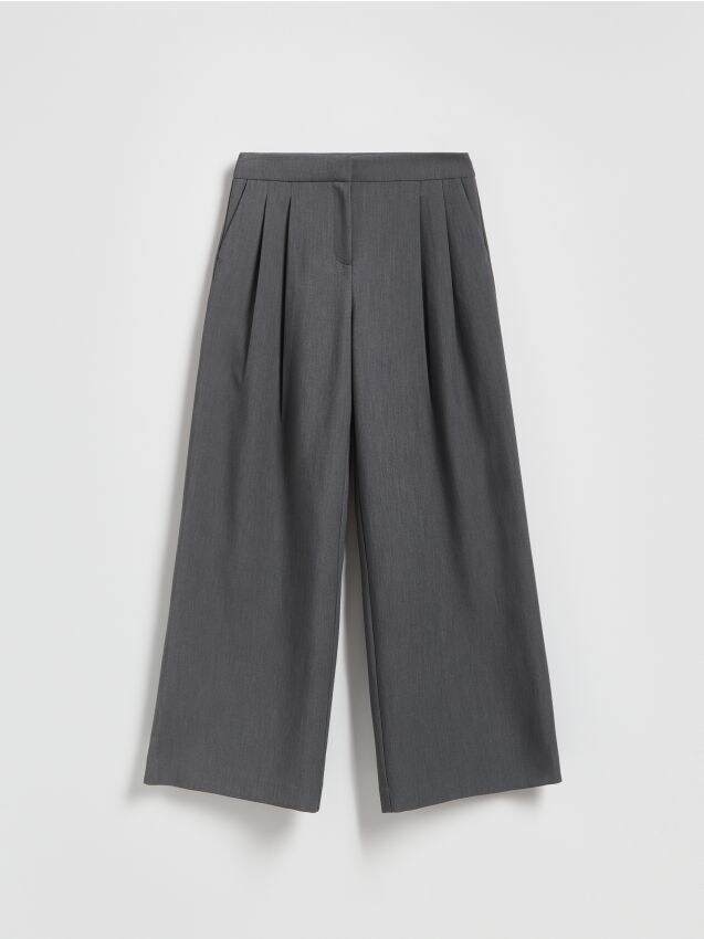 Reserved - Spodnie z szerokimi nogawkami - jasnoszary