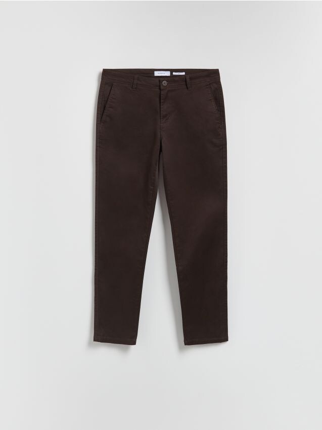Reserved - Bawełniane spodnie chino slim - ciemnobrązowy