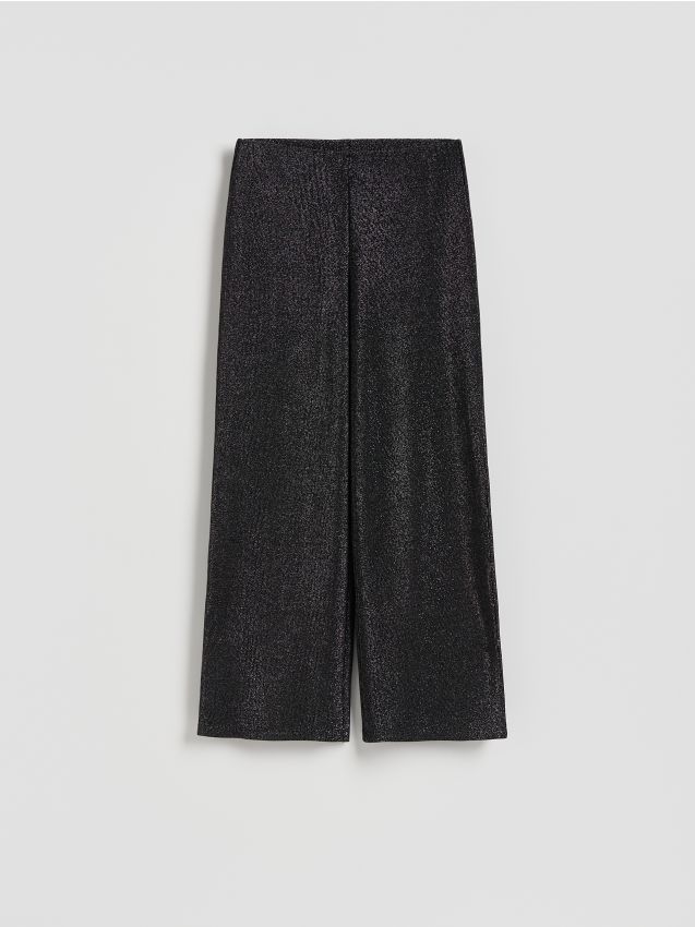 Reserved - Szerokie spodnie z metalizowaną nitką - czarny