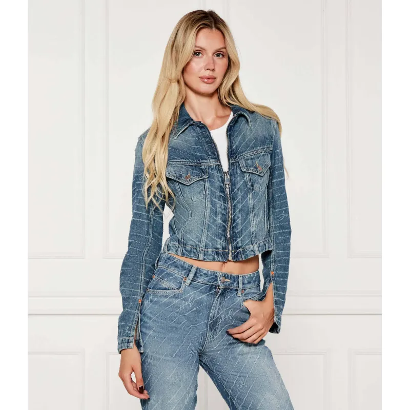 BOSS ORANGE Jeansowa kurtka C_DNM ZP TRCK | Cropped Fit