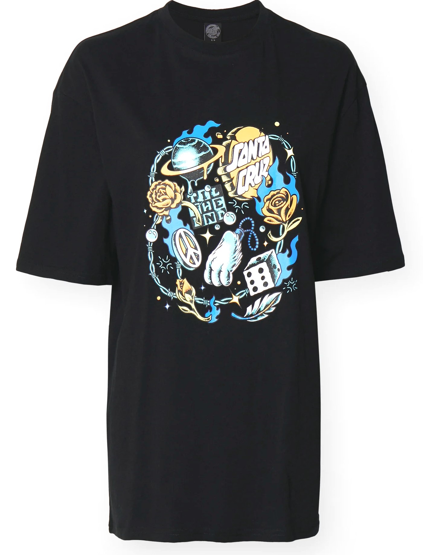 t-shirt damski SANTA CRUZ LUCKY DAY FRONT OVERSIZED TEE BLACK