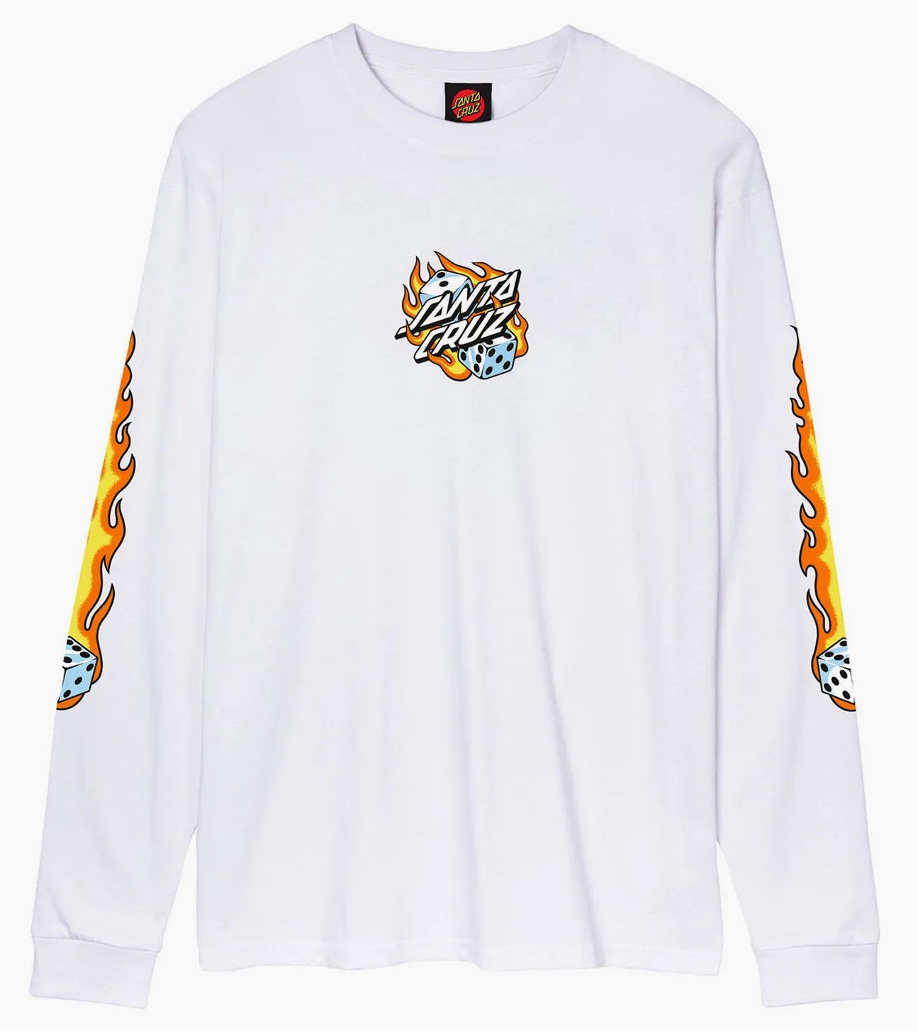 t-shirt SANTA CRUZ FLAMING DICE DOT FRONT TEE WHITE