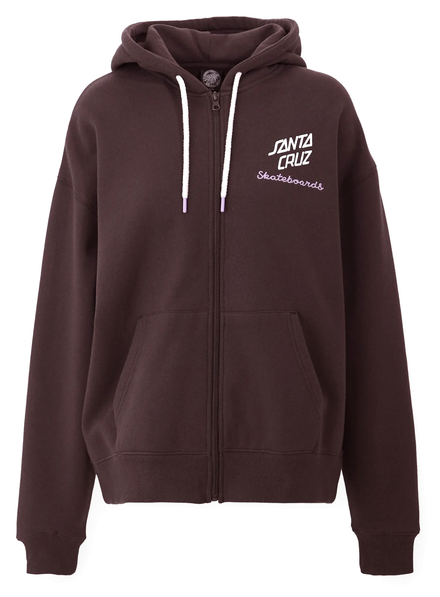 bluza damska SANTA CRUZ SINGULAR SCRIPT FRONT ZIP HOOD GROUND COFFEE