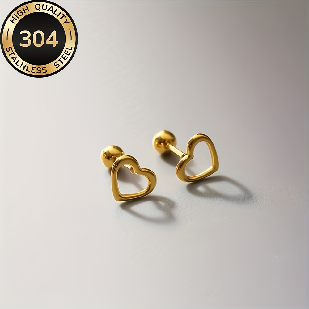 TEMU Wysokiej Jakości Złote Kolczyki-Stud z Nierdzewnej Stali, Pozłacane KC, Hipoalergiczne i Odporne na Blaknięcie, Wygodny I Uniwersalna Biżuteria