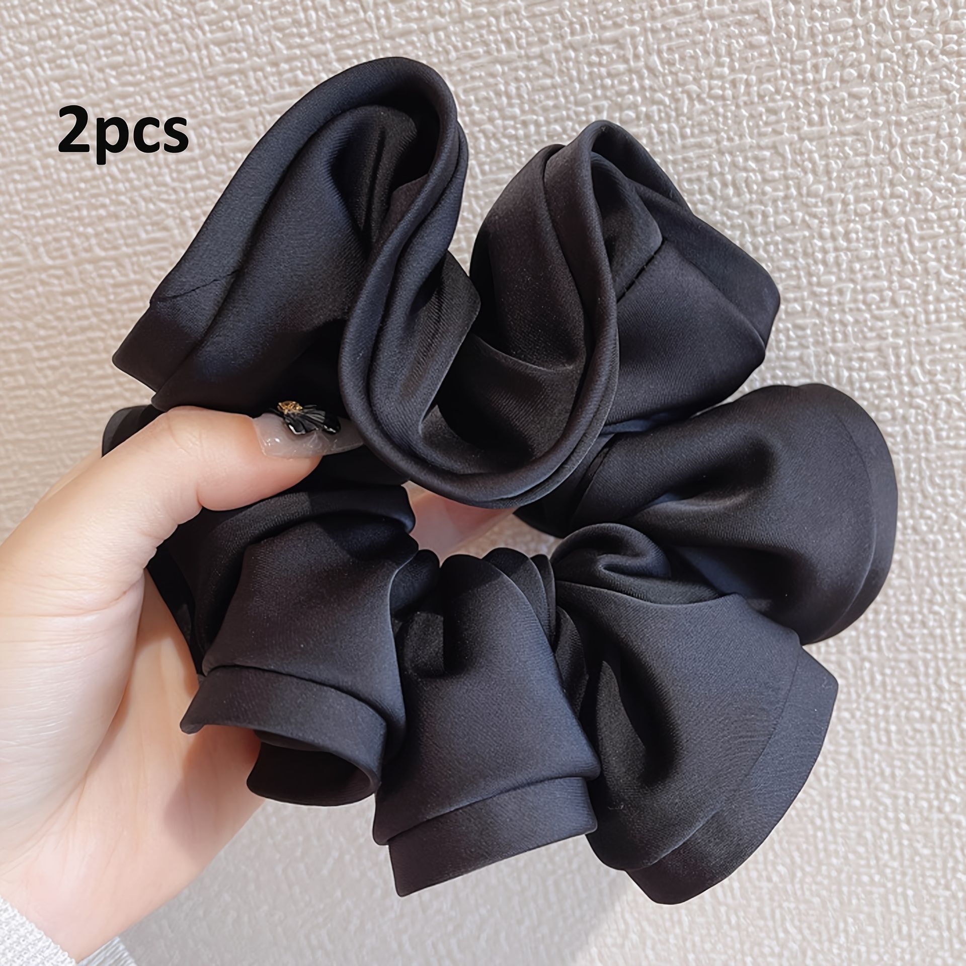 TEMU 2 szt. Francuskie Stylowe Falbanki y Scrunchies Duże Gumki do Włosów Satynowa Elastyczna Opaska Akcesoria Do Kosmyków