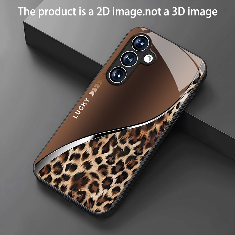 TEMU Etui na telefon - Kreatywne brązowe etui na telefon ze szkła z nadrukiem szczęśliwego i falistym wzorem, pasujące do Samsung Galaxy S25/S25