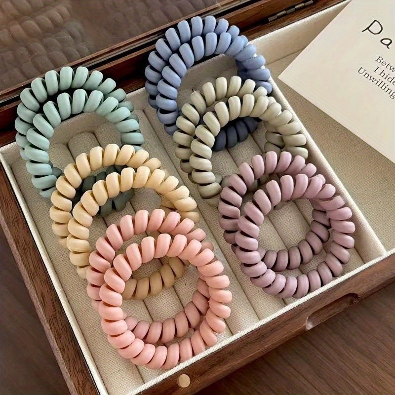 TEMU 12 Sztuk (2 Sztuki W Każdej Z 6 Kolorów) Proste Opaski Do Włosów Z Teksturą Matową, Wodoodporne I Trwałe Wspiralne Opaski Do Włosów, Odpowiednie