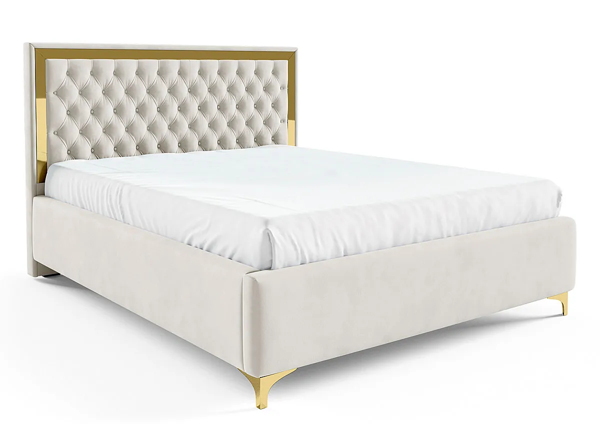 Białe pikowane łóżko w stylu glamour G1-P73