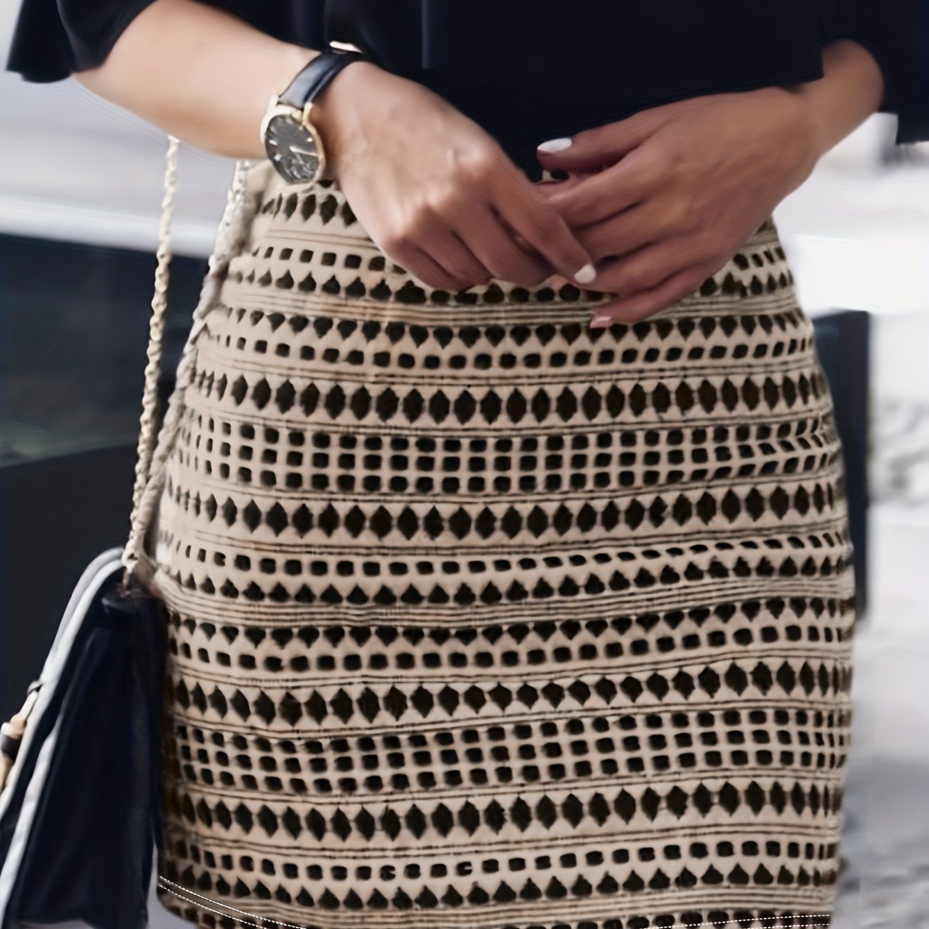 TEMU stylowa sukienka do pracy na jesień i zimę dla mam, z pełnym kwiatowym nadrukiem i elegancką spódnicą midi.