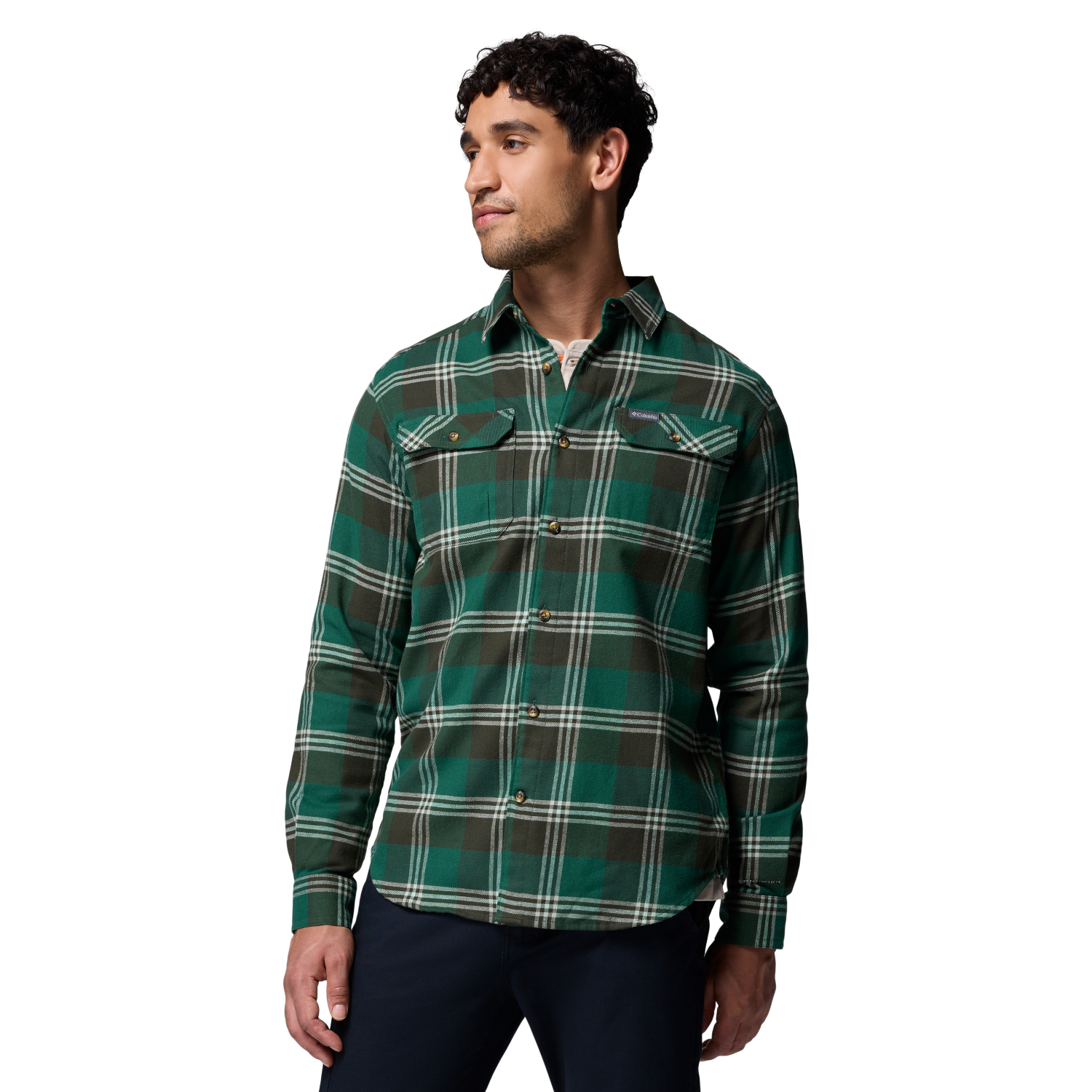 Męska koszula flanelowa Columbia Flare Gun Stretch Flannel rain forest/trail's edge plaid - S