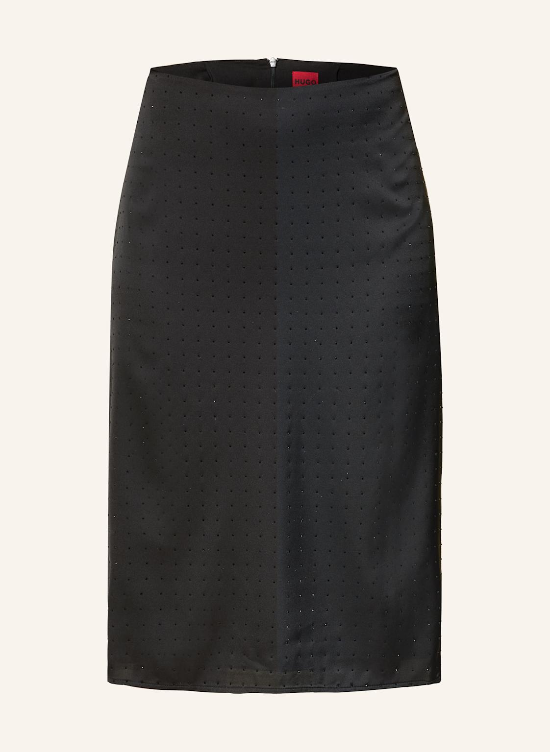 Hugo Spódnica Satynowa Riluni Z Ozdobnymi Kamykami schwarz