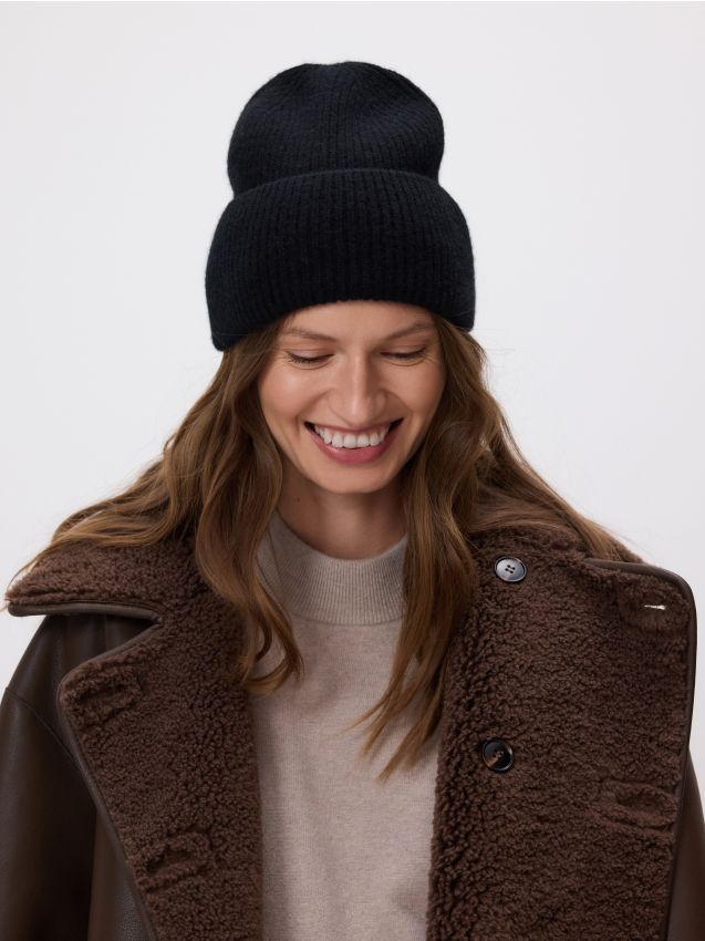 Reserved - Czapka z kaszmirem - czarny