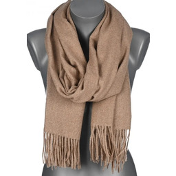 Szalik damski BAWEŁNIANY na prezent z frędzlami FG-40 CIEMNY BEŻ