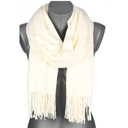 Szalik damski BAWEŁNIANY na prezent z frędzlami FG-9 BIAŁY