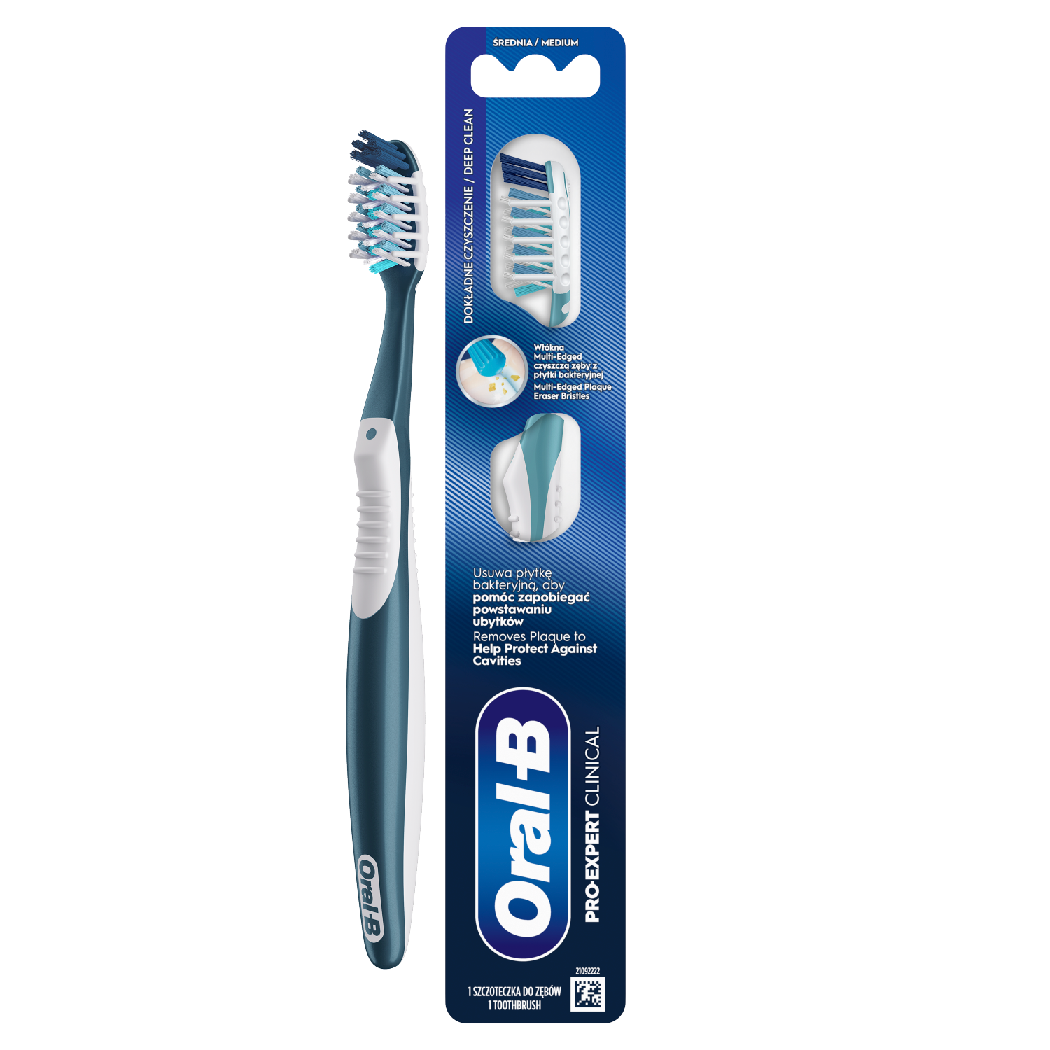 Oral-B Cross Action Pro-Clean Clinical, szczoteczka do zębów, średnia, 1 sztuka