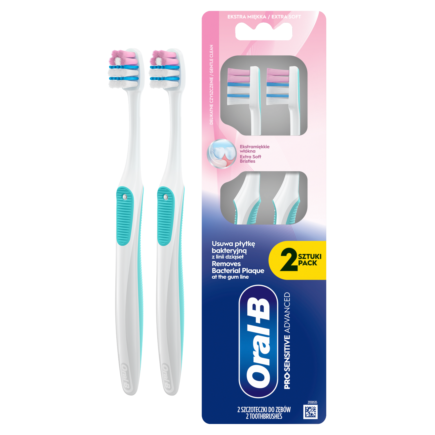 Oral-B Pro-Sensi Advanced, szczoteczka do zębów, bardzo miękka, 2 sztuki